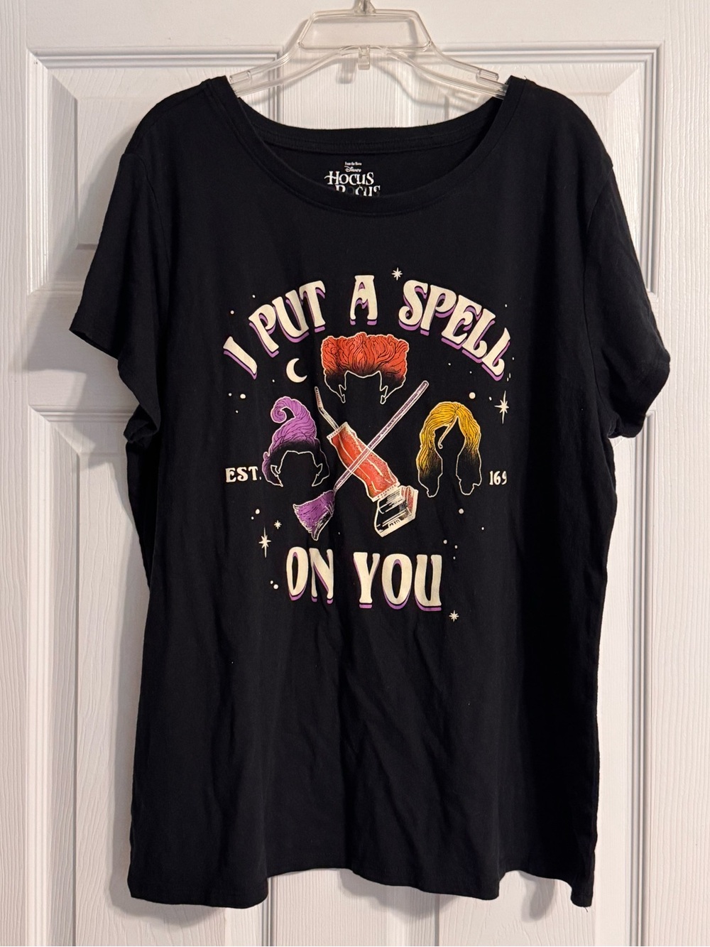 Disney Hocus Pocus Graphic Print Black Halloween Witches Spell T-shirt Size XL